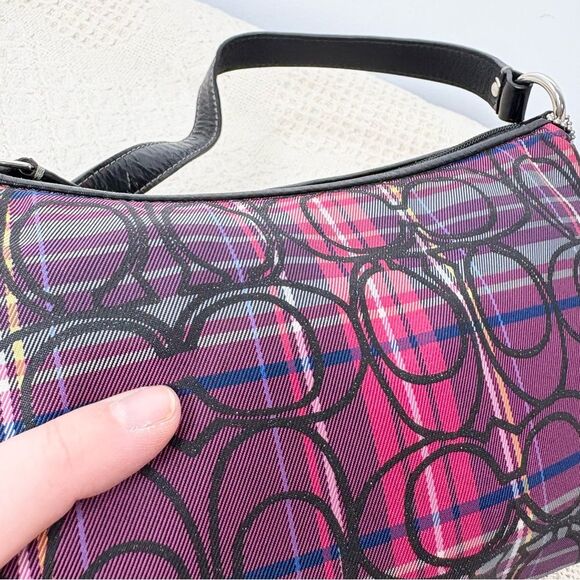 Y2K Coach Signature Tartan Top Handle Pouch F44166 Glitter Demi Mini Bag - Picture 4 of 10